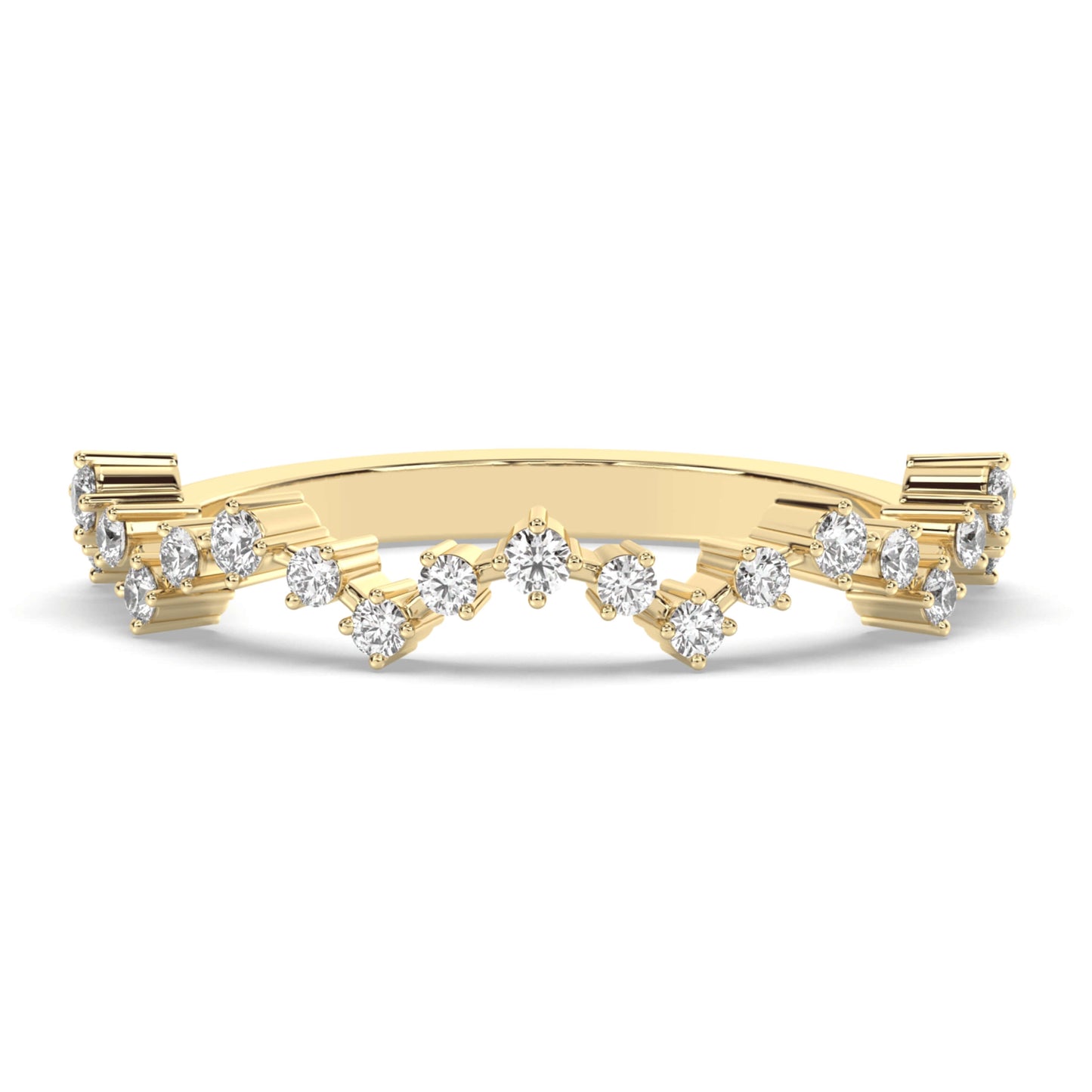 18k Solid Gold Round Cut Diamond Lace Edge Ring