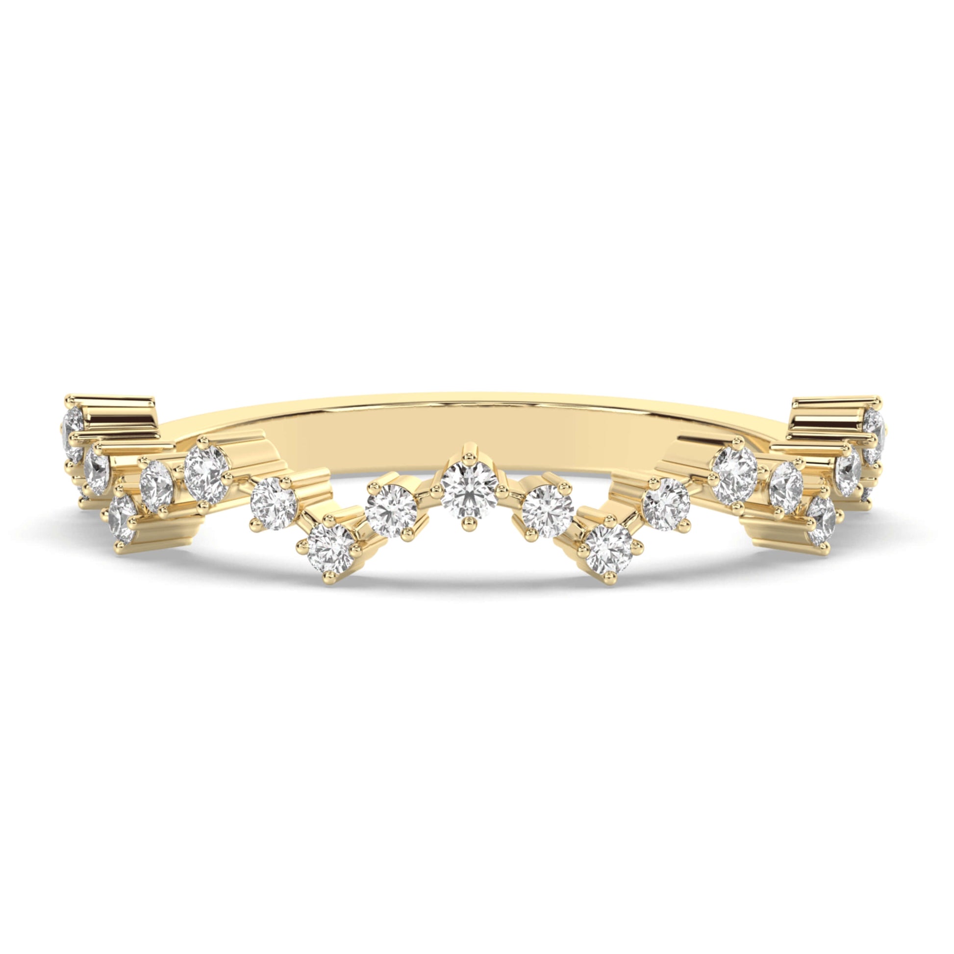 18k Solid Gold Round Cut Diamond Lace Edge Ring