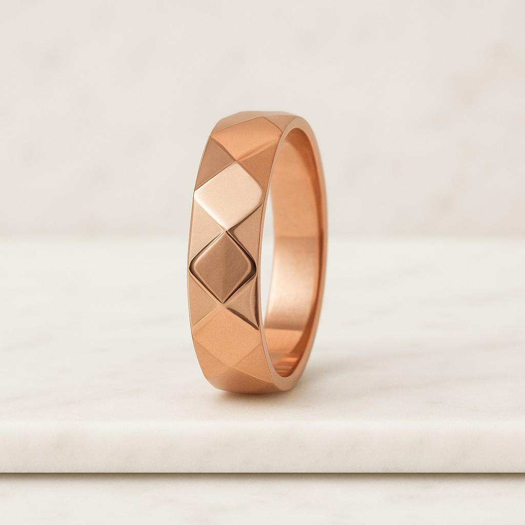 18k Solid Yellow Gold Domed Wedding Band  Gold Ring  Classic Dome Comfort Fit Wedding Band Men and Womens Engraved Wedding Ring