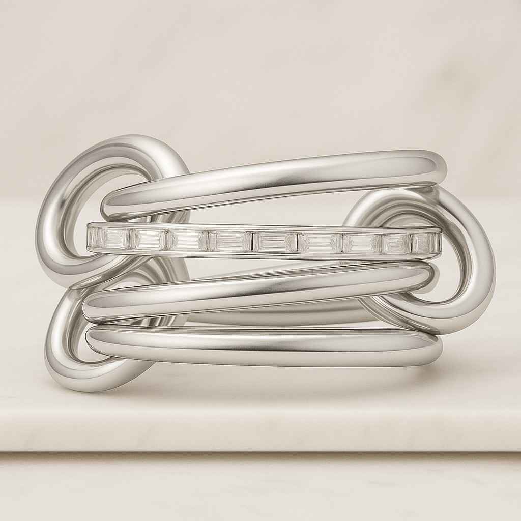 18k White Gold Baguette Diamond Connector Ring