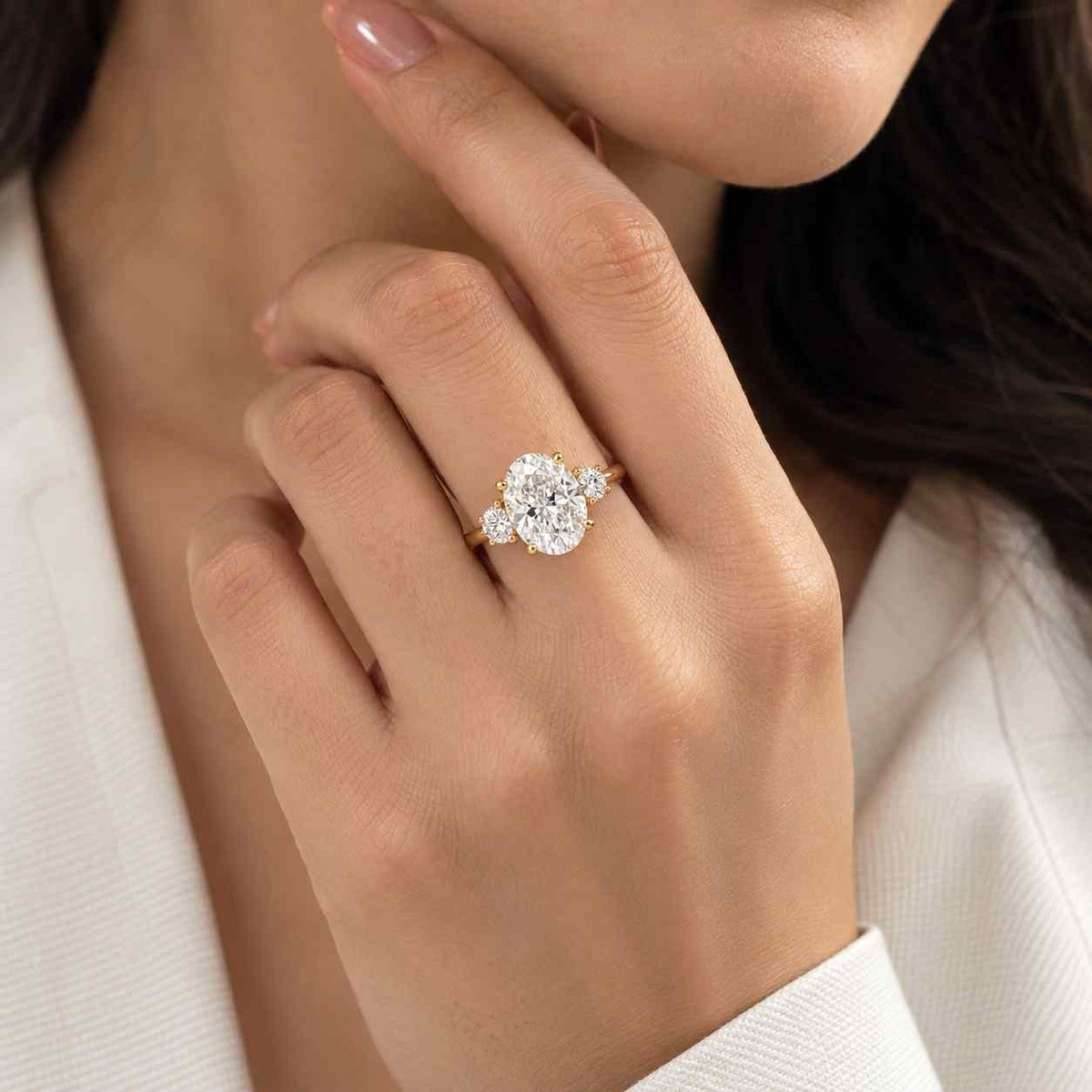 18k white gold ring, side round cut diamonds, unique custom design
