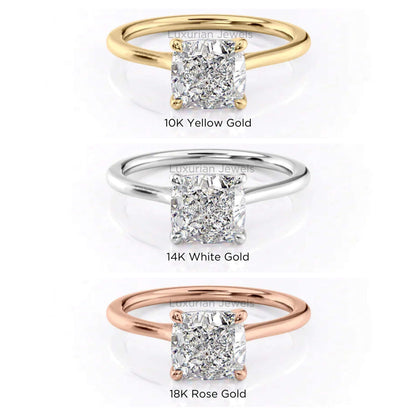 18k Yellow Gold Cushion Cut Lab Grown Diamond Ring