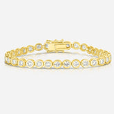 18k Yellow Gold Plated Round Cut Bezel Moissanite Bracelet