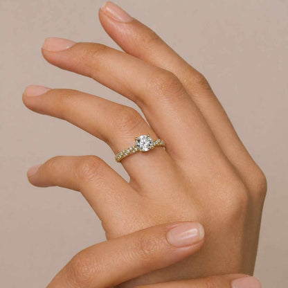 Real Lab Grown Diamond Engagement Ring Unique Round Diamond Ring Twisted Band Ring for Anniversary Gifts Solid Yellow Rose White Gold Rings