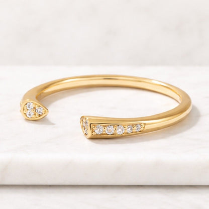 Real Lab Diamond Open Cuff Wedding Ring Thin Open Gap Stacking Ring Minimalist Custom Open Gap Band Ring for Her Womens Cuff Stackable Band