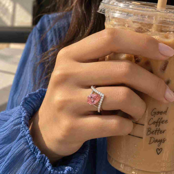 1CT East West Pear Lab Grown Diamond Pinky Ring | Tilted Pear Promise Ring | East-West Engagement Statement Ring

