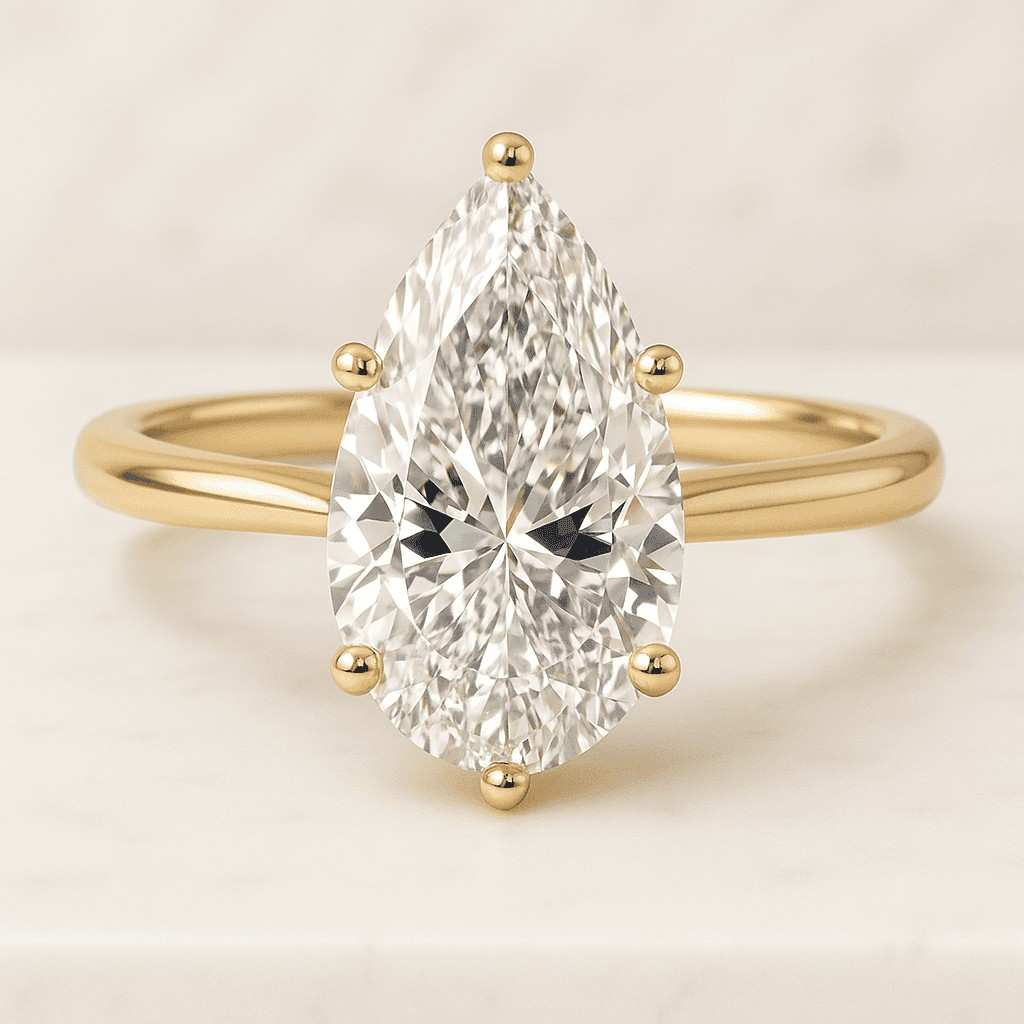 1CT Pear Cut Colorless Moissanite Curved Ring Lab Grown Diamond Solitaire Statement Ring Women Wedding Fit Engagement Gift  Pinky Ring