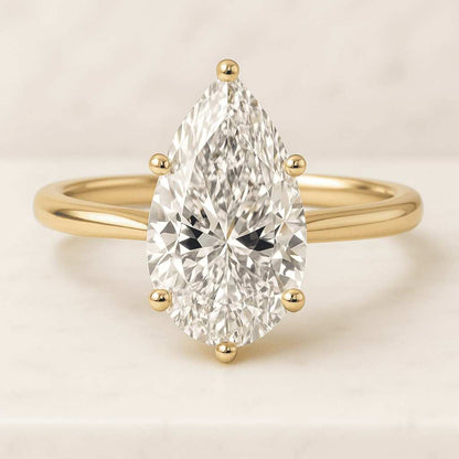 1CT Pear Cut Colorless Moissanite Curved Ring Lab Grown Diamond Solitaire Statement Ring Women Wedding Fit Engagement Gift  Pinky Ring