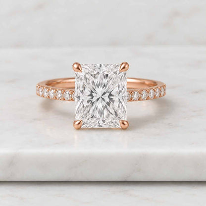 Radiant Cut Lab-Grown Diamond Pave Set Engagement Ring