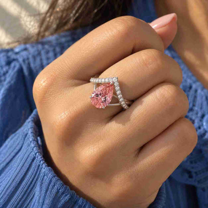 1 - 5 Carat Pear Lab Grown Diamond Engagement Ring: 14k White Gold Solitaire

