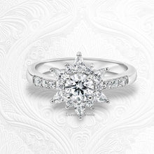 Load image into Gallery viewer, 1.10 CT Solid Gold Round Cut Multi Diamond Cluster Ring