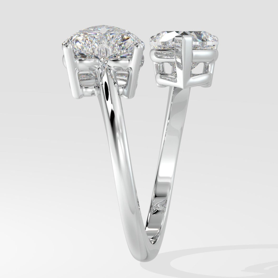 Heart Moissanite Ring 14K Yellow Gold Toi Et Moi Engagement Ring