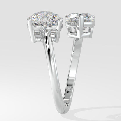 Heart Moissanite Ring 14K Yellow Gold Toi Et Moi Engagement Ring