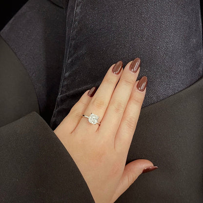 Hand Made Cushion Cut Moissanite Engagement Ring