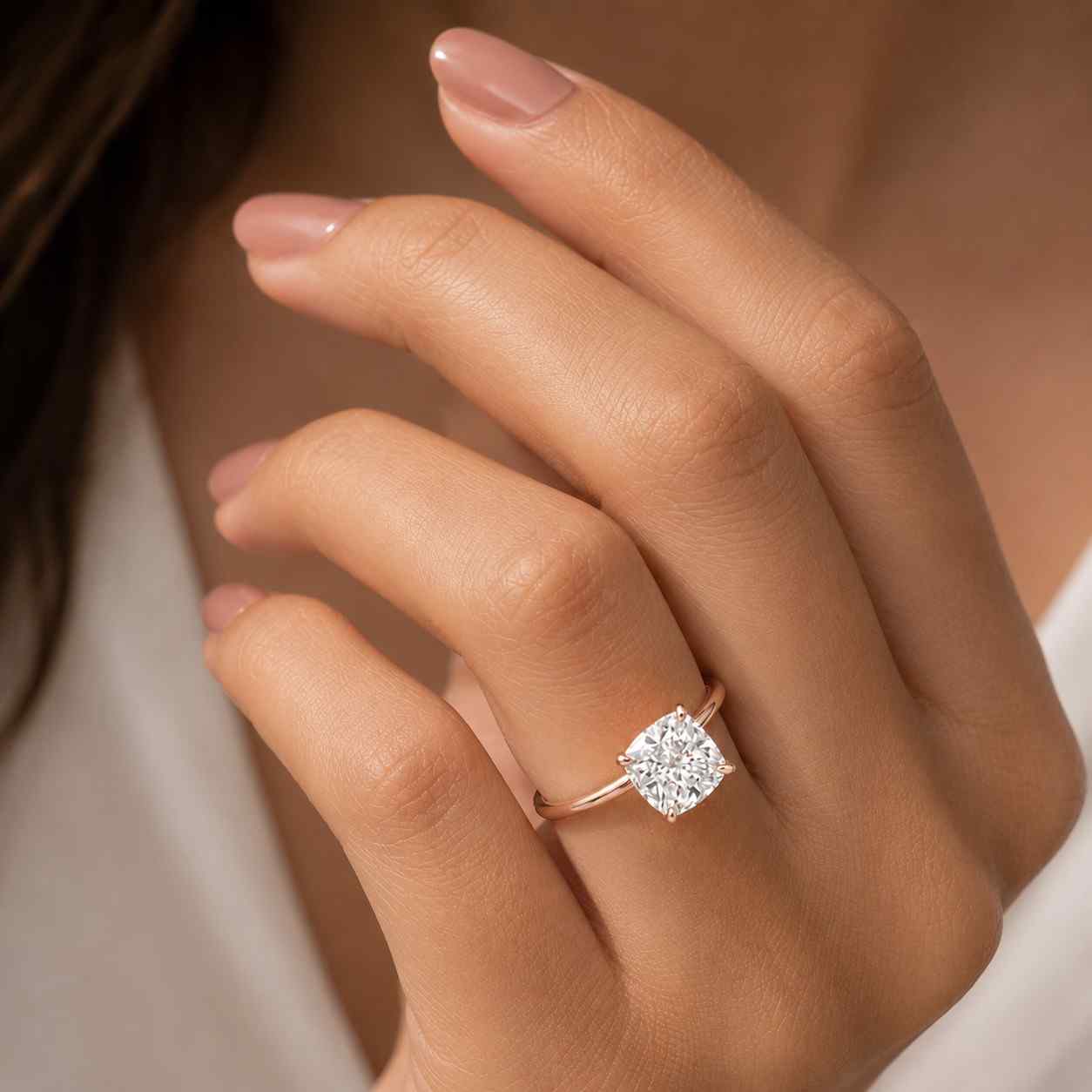 1 ctw elongated cushion lab grown diamond engagement ring, d vvs2 igi certified diamond solitaire ring, promise ring, proposal ring