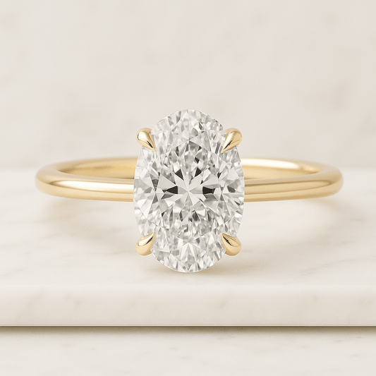 1 CT IGI Certified Lab grown diamond engagement ring Solid gold ring Oval cut lab diamond ring