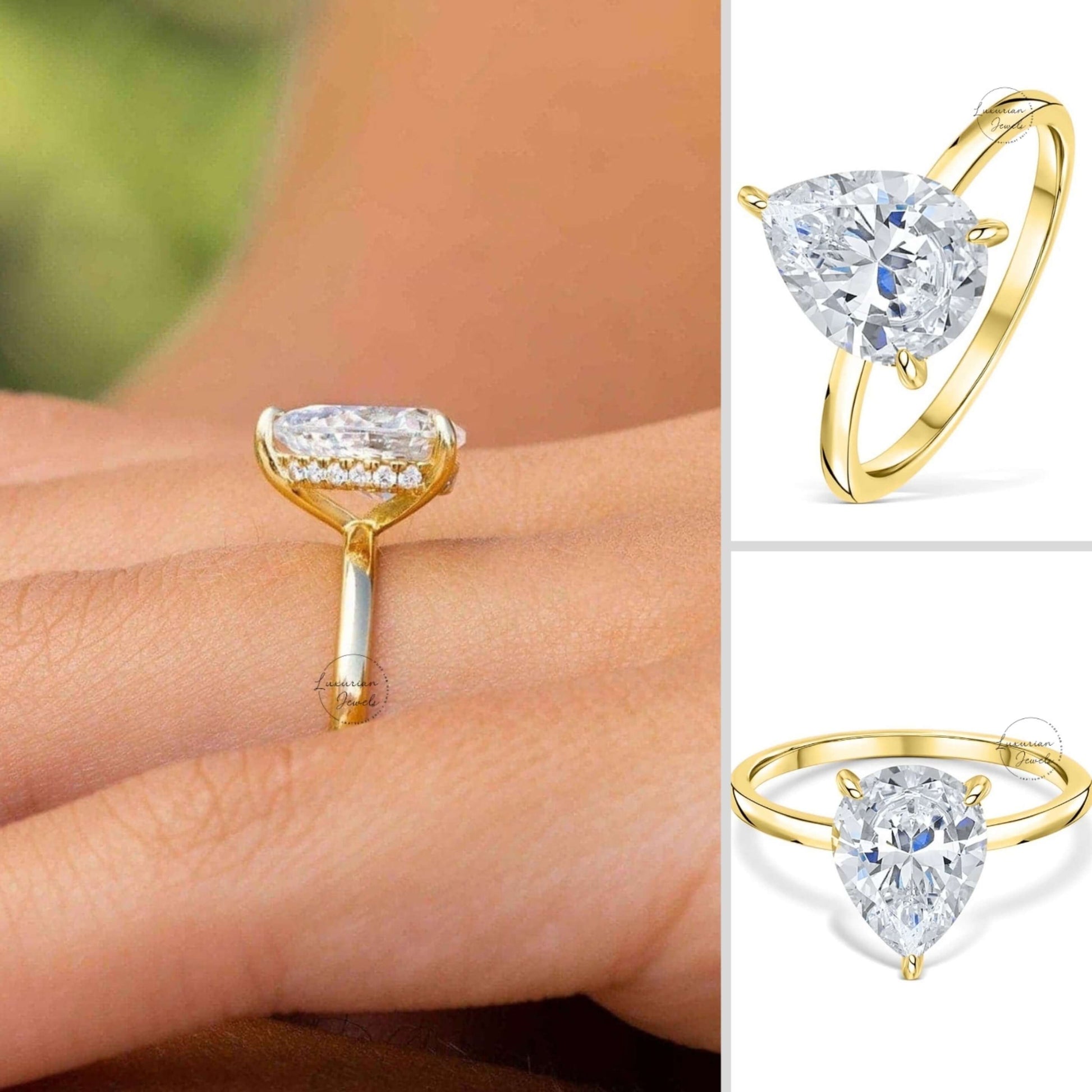 1 CT Pear Cut Lab Grown Diamond Wedding Ring