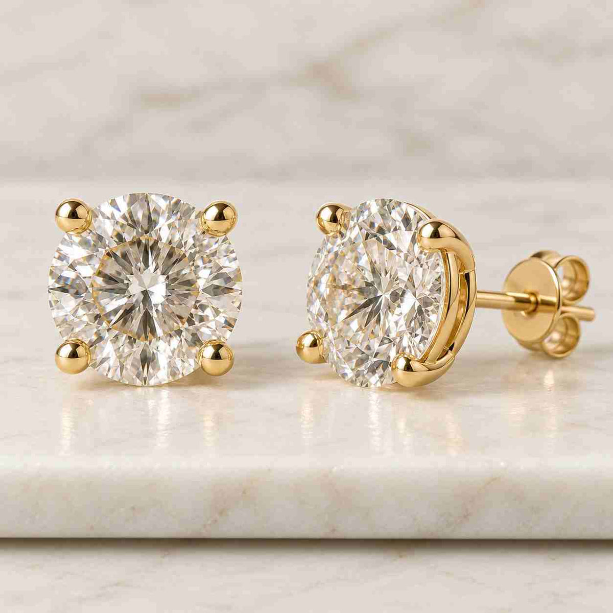 1 carat diamond stud earrings, certified diamond studs, round diamond stud earrings, lab grown diamond stud, 6 prong lab grown diamond studs
