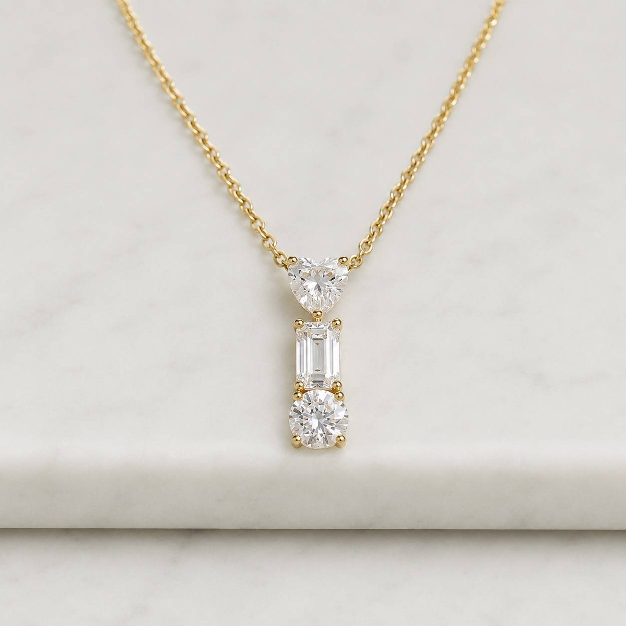 1 Carat Lab Grown Diamond Pendant Necklace 14k Solid Gold Emerald Cut Lab Diamond Necklace D‑VVS1 Bezel Set Solitaire Necklace Gift for Her
