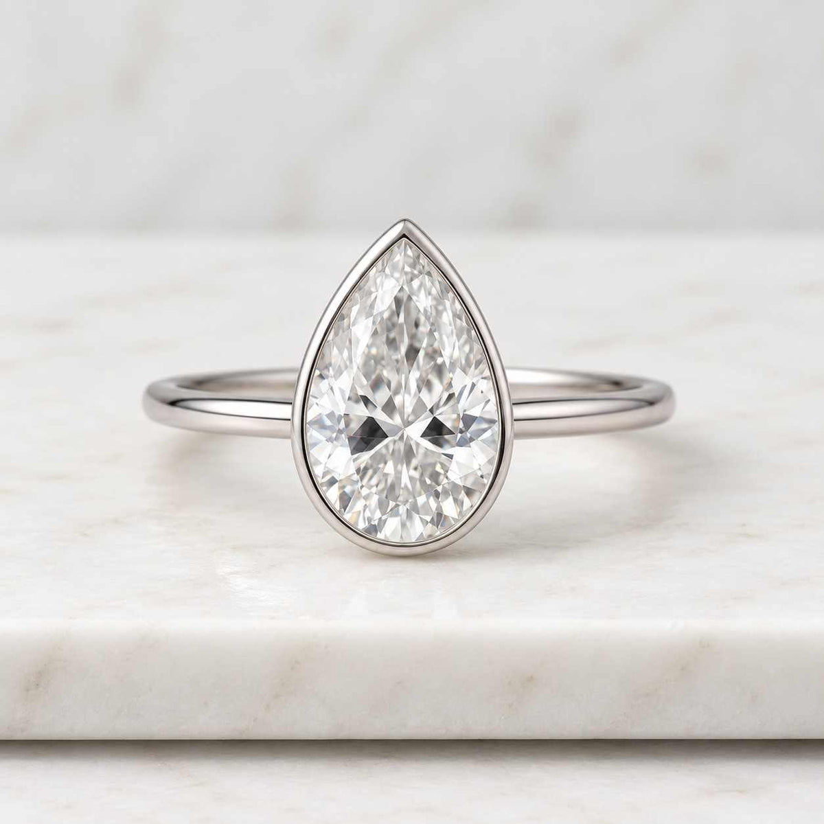 1 carat pear cut lab diamond pinky ring | 5 prong solitaire | teardrop shape lab grown diamond ring | gold promise ring | gift for her
