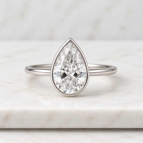 1 Carat Pear Cut Lab Diamond Pinky Ring | 5 Prong Solitaire | Teardrop Shape Lab Grown Diamond Ring | Gold Promise Ring | Gift For Her
