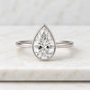 0.50-3.00 CT Bezel Set Pear Cut Solitaire Moissanite Engagement Ring