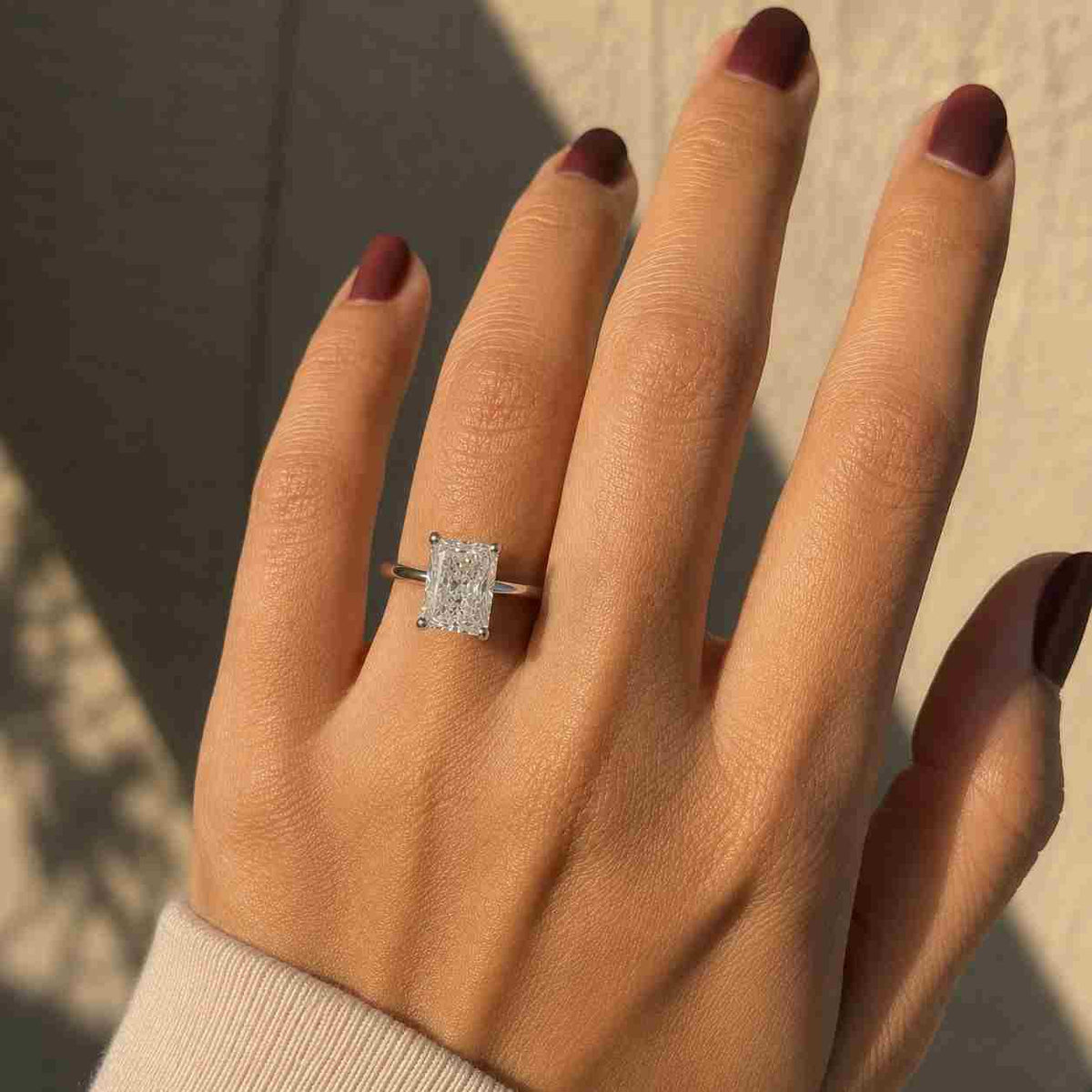 1 carat radiant cut ring • rectangular lab diamond engagement • hidden halo solitaire • 14k solid gold • proposal ring