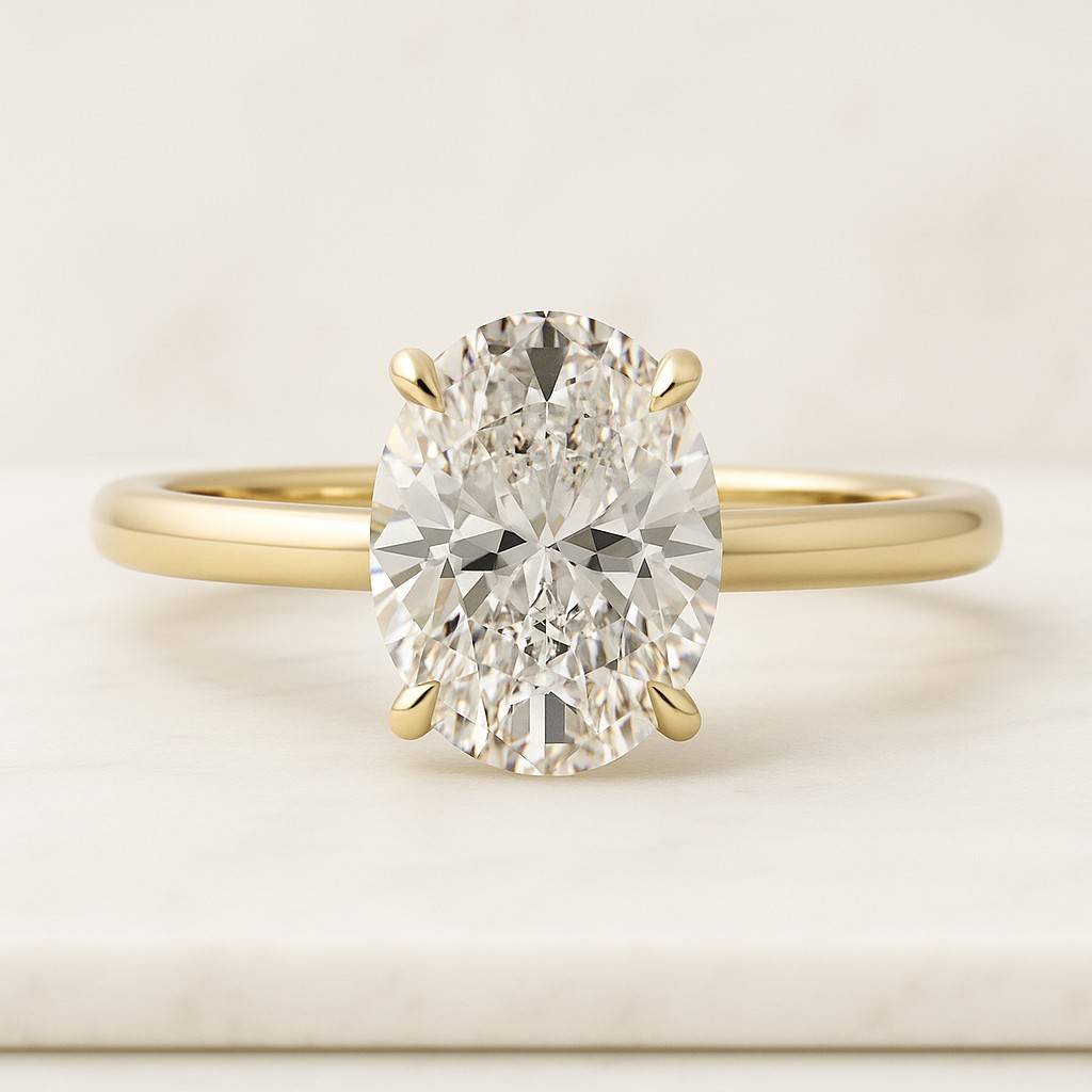 1 Carat Round Lab Grown Diamond Solitaire Ring 14K Solid White Gold Pave Engagement Ring