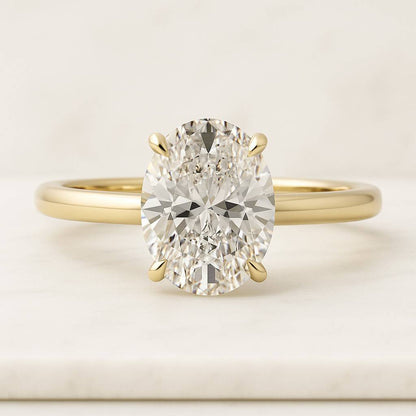 1 Carat Round Lab Grown Diamond Solitaire Ring 14K Solid White Gold Pave Engagement Ring