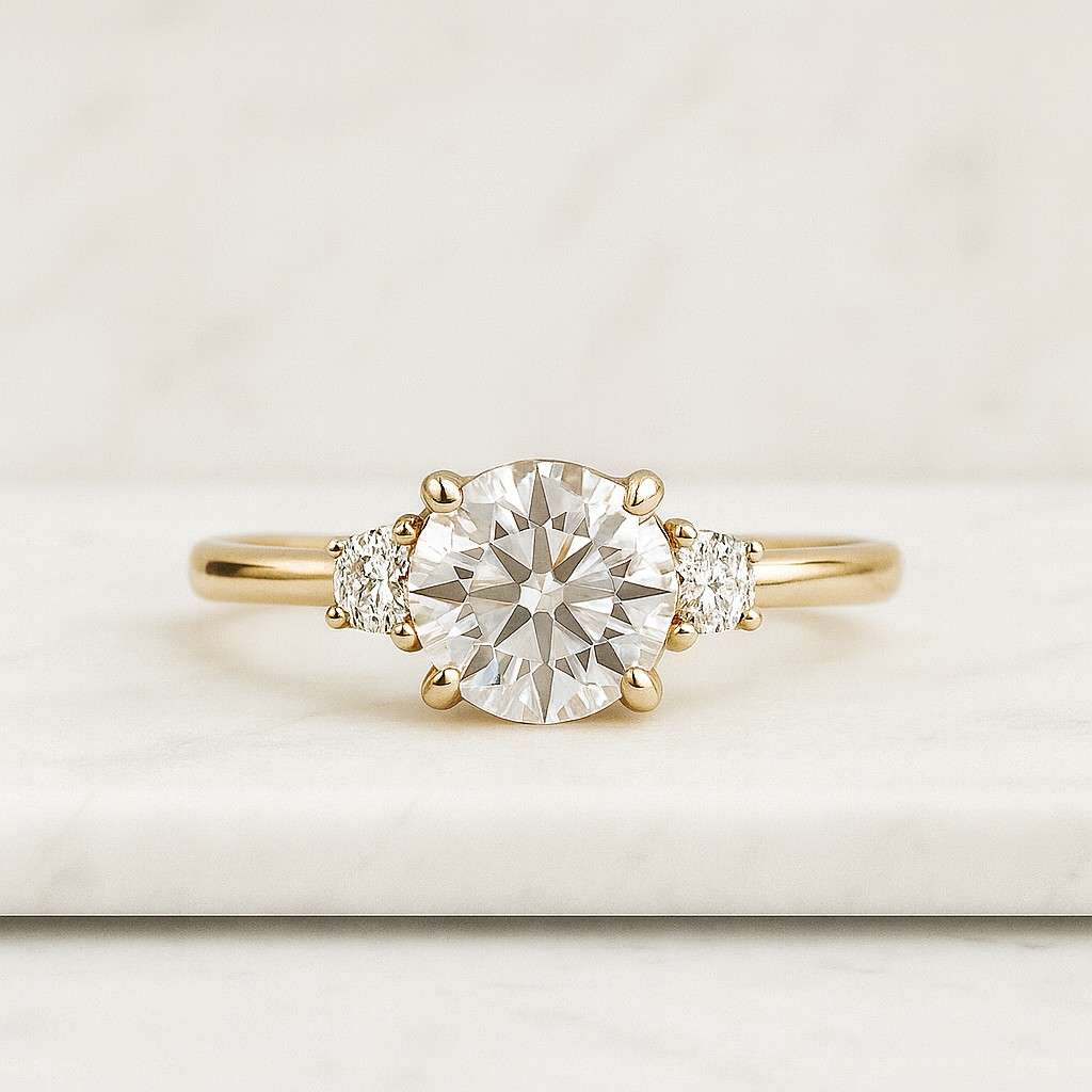 1 Carat Round Lab Grown Diamond Solitaire Ring Engagement Ring, round CVD Diamond