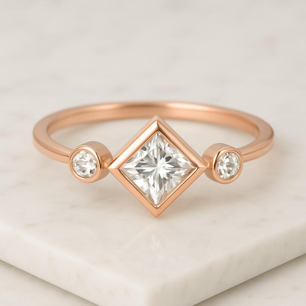 1 Carat Round Lab Grown Diamond Solitaire Ring Engagement Ring round CVD Diamond, yellow Gold Gold Promise Ring Gift for her