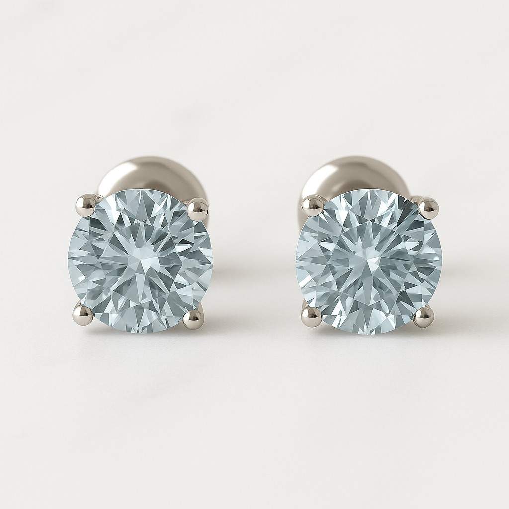 1 Carat Total Round Ideal Cut IGI Certified D Color VVS1 Clarity Lab Grown Diamond Stud Earrings