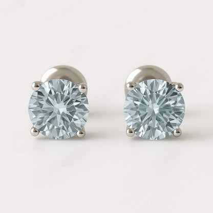 1 Carat Total Round Ideal Cut IGI Certified D Color VVS1 Clarity Lab Grown Diamond Stud Earrings