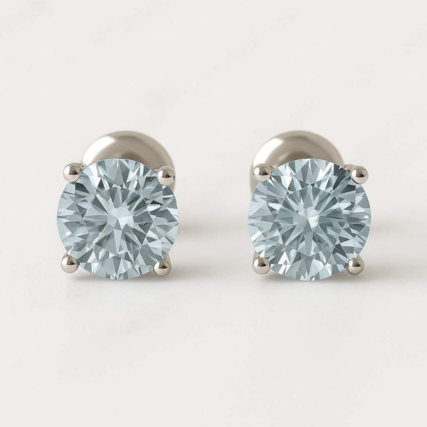 1 Carat Total Round Ideal Cut IGI Certified D Color VVS1 Clarity Lab Grown Diamond Stud Earrings