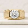 Round Cut Diamond Solitaire Engagement Men's Ring