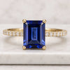 2 CT Emerald Cut Blue Sapphire Pave Set Engagement Ring