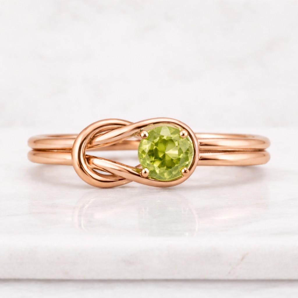 Peridot Cluster Engagement Ring, August Birthstone Ring, Round Peridot and Marquise Anniversary Ring, Bridal Promise Ring