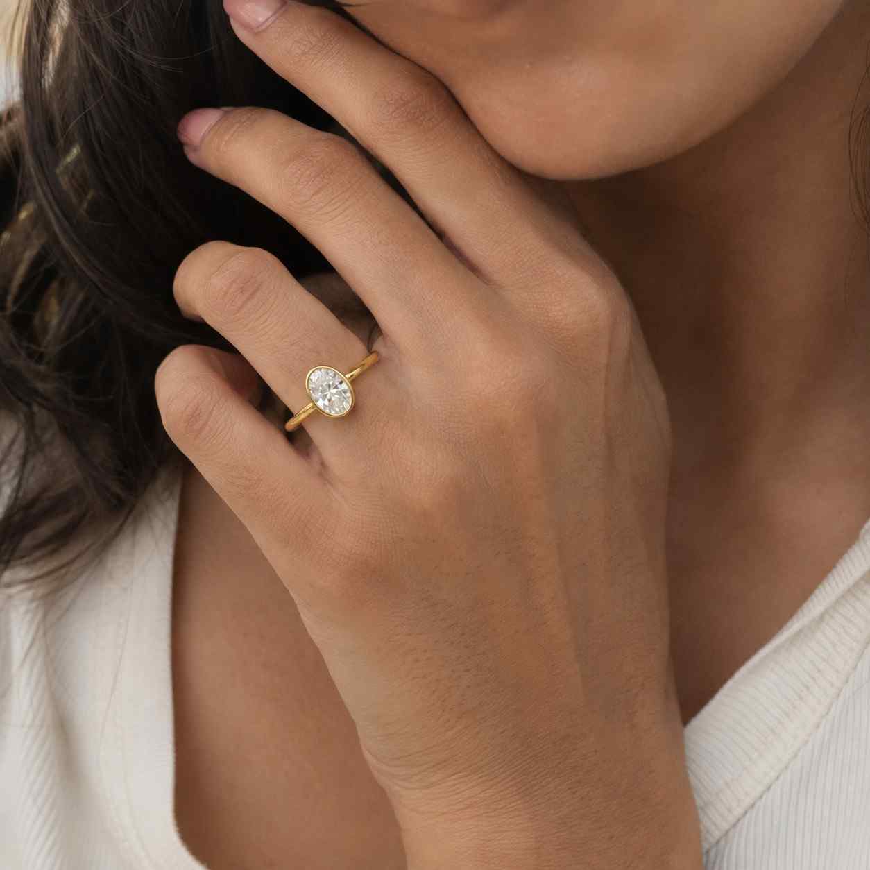 1ct-3ct oval cut moissanite engagement ring bezel set moissanite solitaire ring promise anniversary ring valentines day gift for her