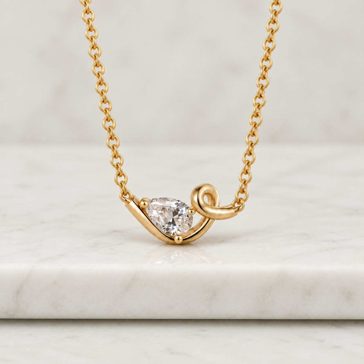 1ct pear shape lab diamond necklace, solitaire diamond necklace, solid gold jewelry, lab grown diamond, classic wedding pendant,gift for her
