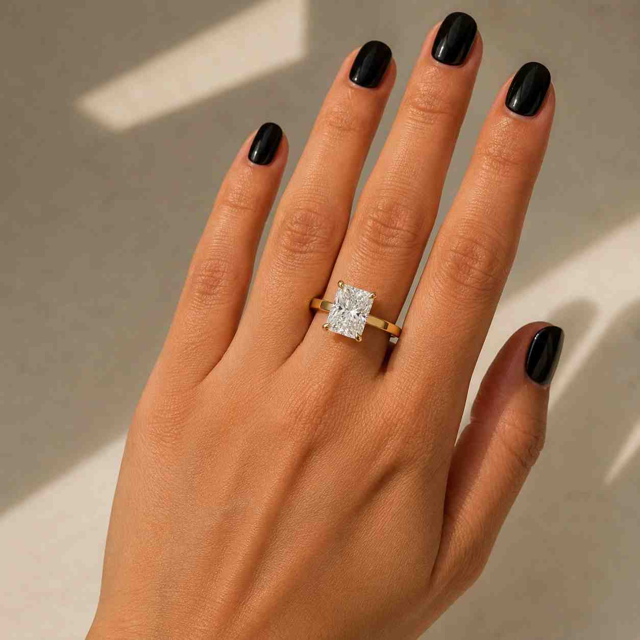 radiant cut lab grown diamond solitaire engagement ring, 14k gold igi certified anniversary gift