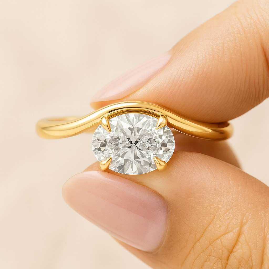 1st Anniversary Ring Gift Simple Oval Diamond Ring for Proposal Oval Brilliant