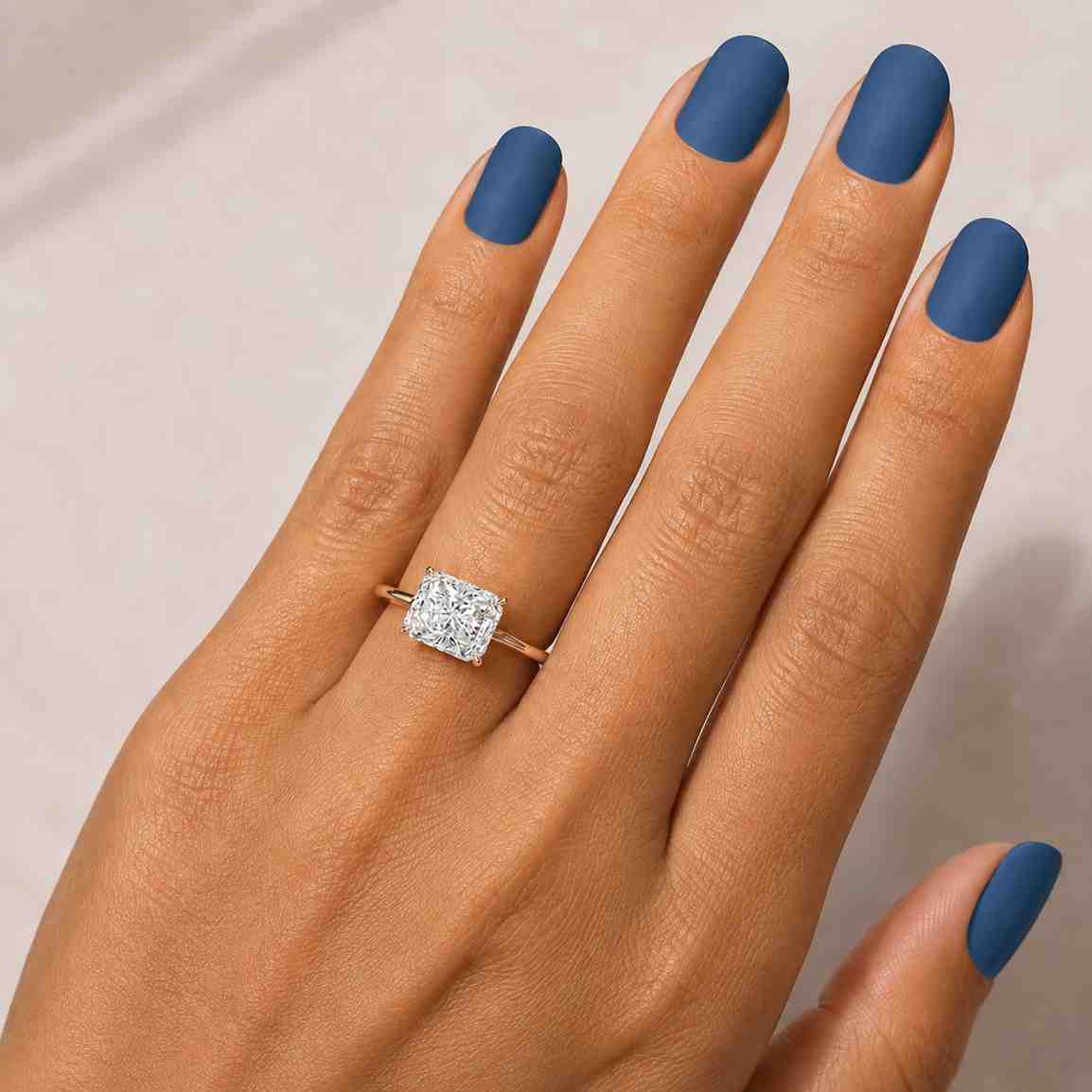 2.00Ct East-West Radiant Cut Lab-Grown Diamond or Moissanite Engagement Ring, Hidden Halo, 14K Gold