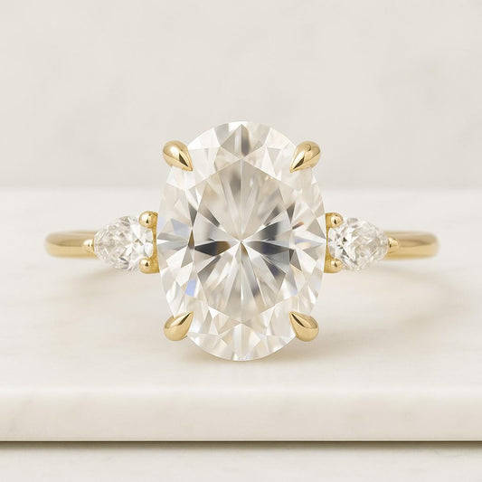2.00Ct Oval Cut Lab-Grown Diamond or Moissanite Trilogy Engagement Ring