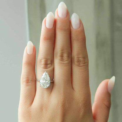 2.00Ct Pear Cut Lab-Grown Diamond or Moissanite Engagement Ring
