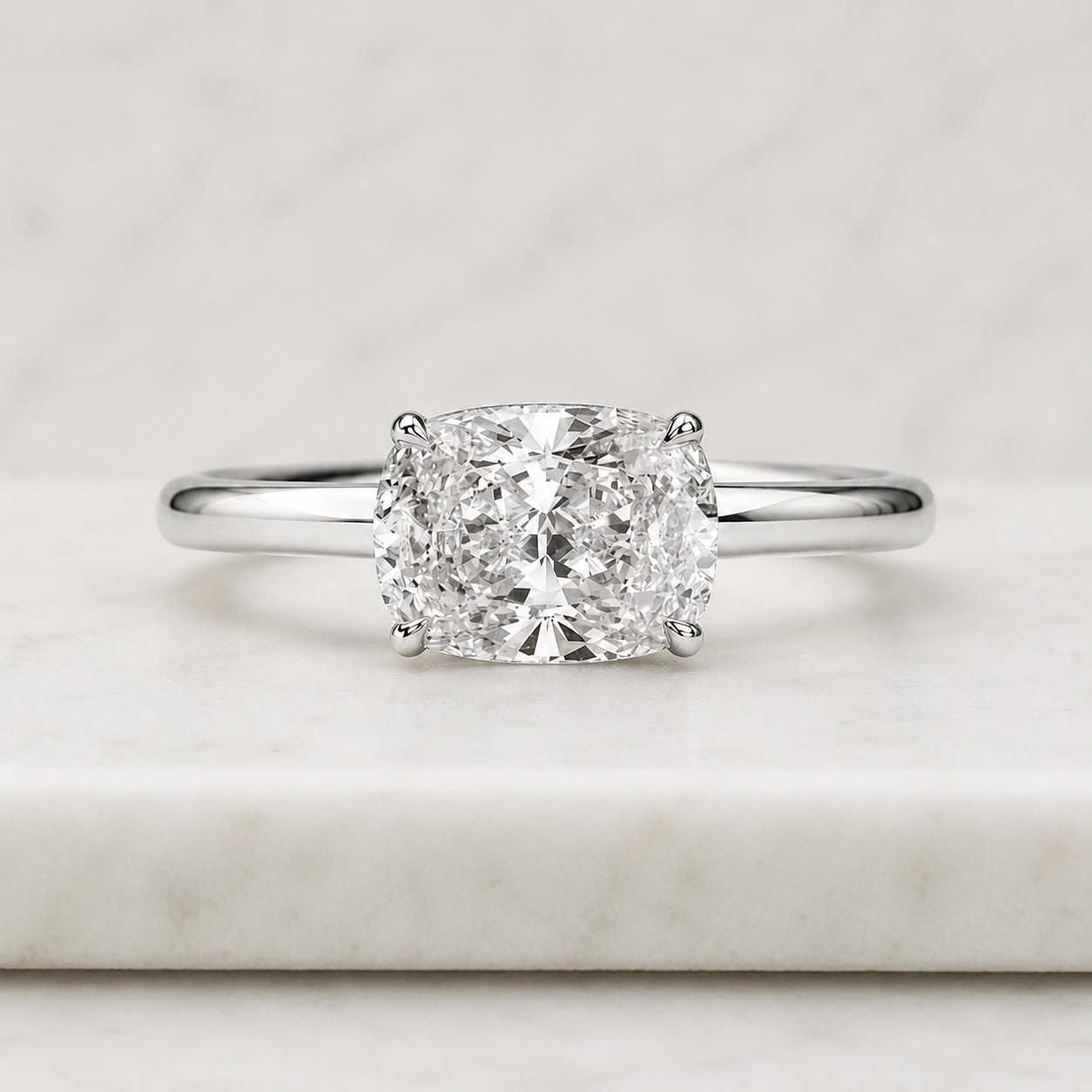2.00 ct cushion cut lab grown diamond engagement ring, 14k white gold igi certified halo pavé ring, cushion halo ring
