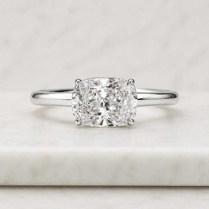 2.00 CT Cushion Cut Lab Grown Diamond Engagement Ring, 14K White Gold IGI Certified Halo Pavé Ring, Cushion Halo Ring

