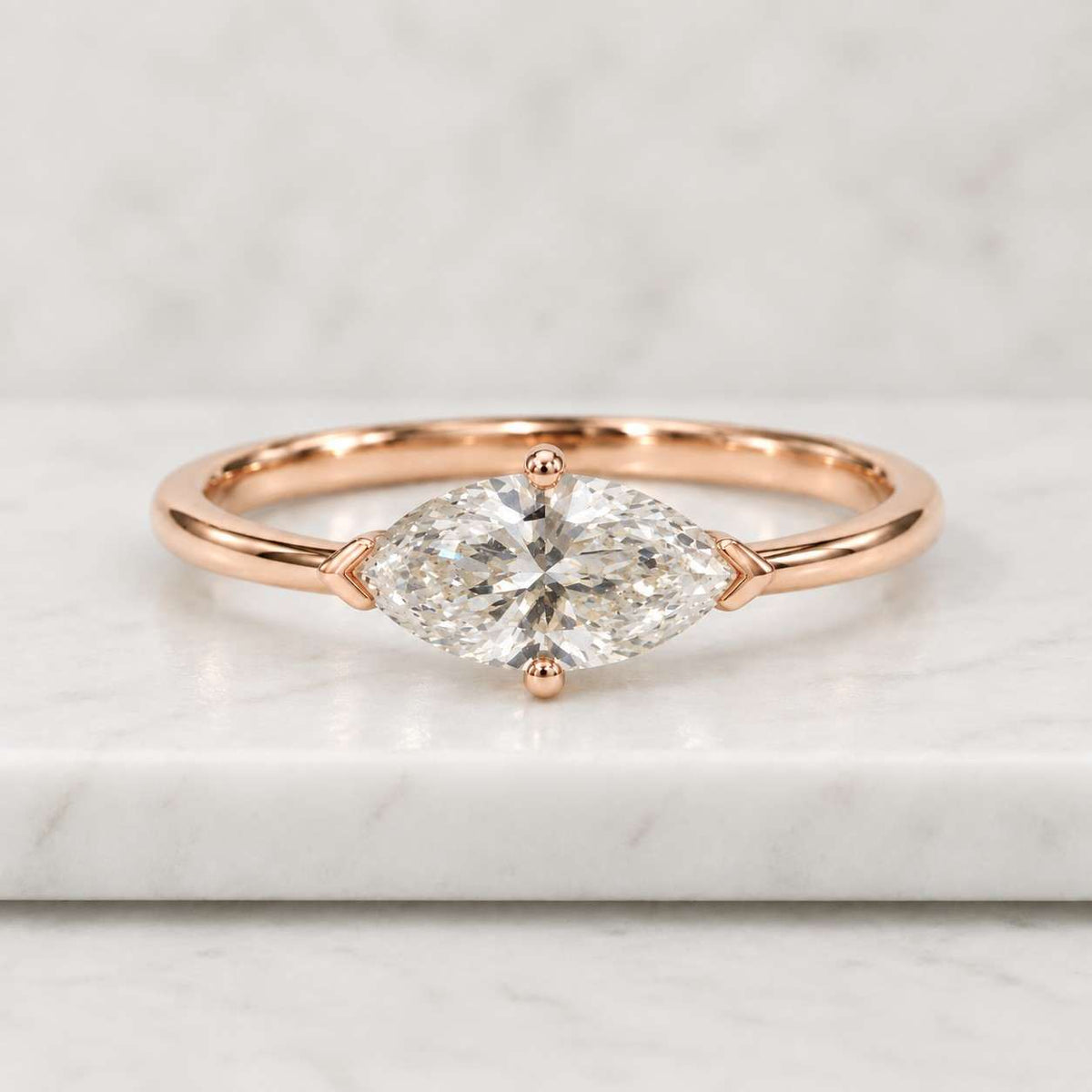2.00 ct marquise lab grown diamond engagement ring 14k gold, igi certified ef+ color vs+ solitaire hidden halo ring, bridal jewelry gift
