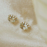 2.00 CT Oval Cut Half Halo Birthstone Stud Earrings