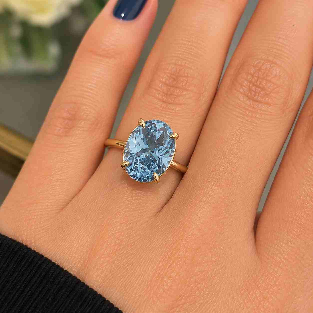 2.00 ct oval fancy vivid blue diamond engagement ring, hidden halo blue lab grown bridal ring,
