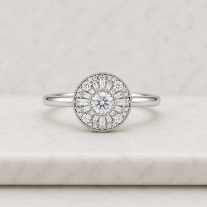 2.00 CT Pear Cut Lab Grown Diamond Engagement Ring, Round Diamond Halo Design, 14K Yellow Gold Pave Band, Handmade Custom Jewellery Her
